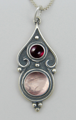 Sterling Silver Romantic Necklace Rose Quartz And Garnet